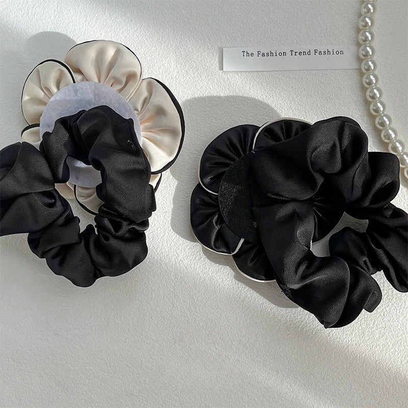 Chouchou Camélia Fleur Tissu Rétro - Élastique Cheveux Femme Élégant Haute... | MDN Store