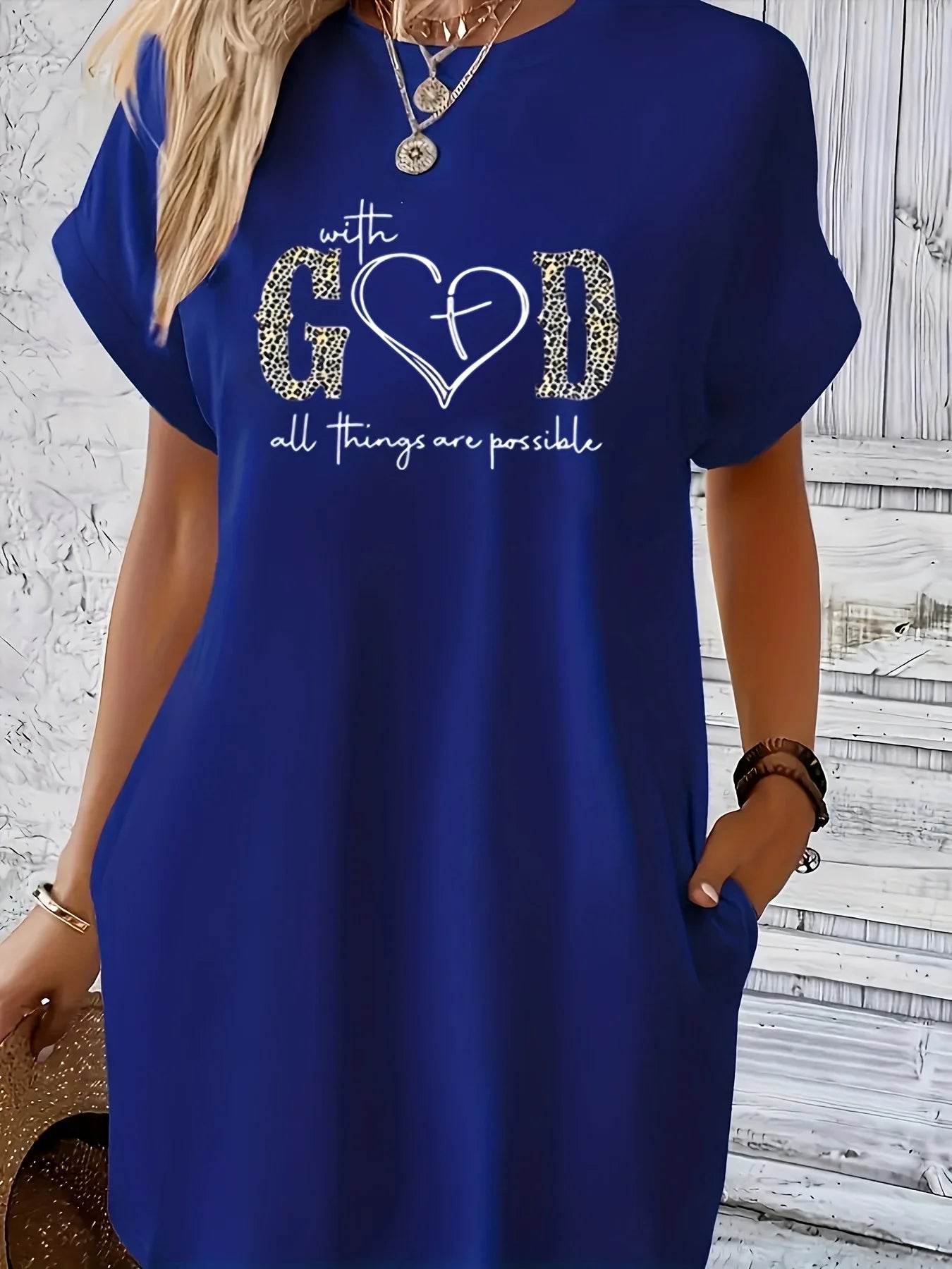 Robe T-Shirt Imprimée GOD Manches Courtes Noire | MDN