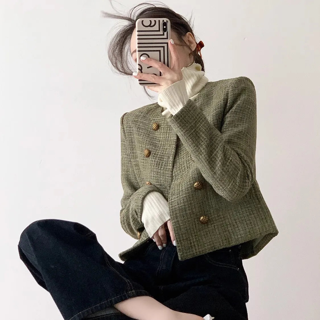 Veste Courte Vintage Pois Style Français | MDN Store