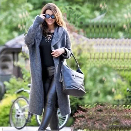 Manteau Femme Cachemire Automne Hiver - Pull Long Tricoté Épais Ample Manches Longues | MDN