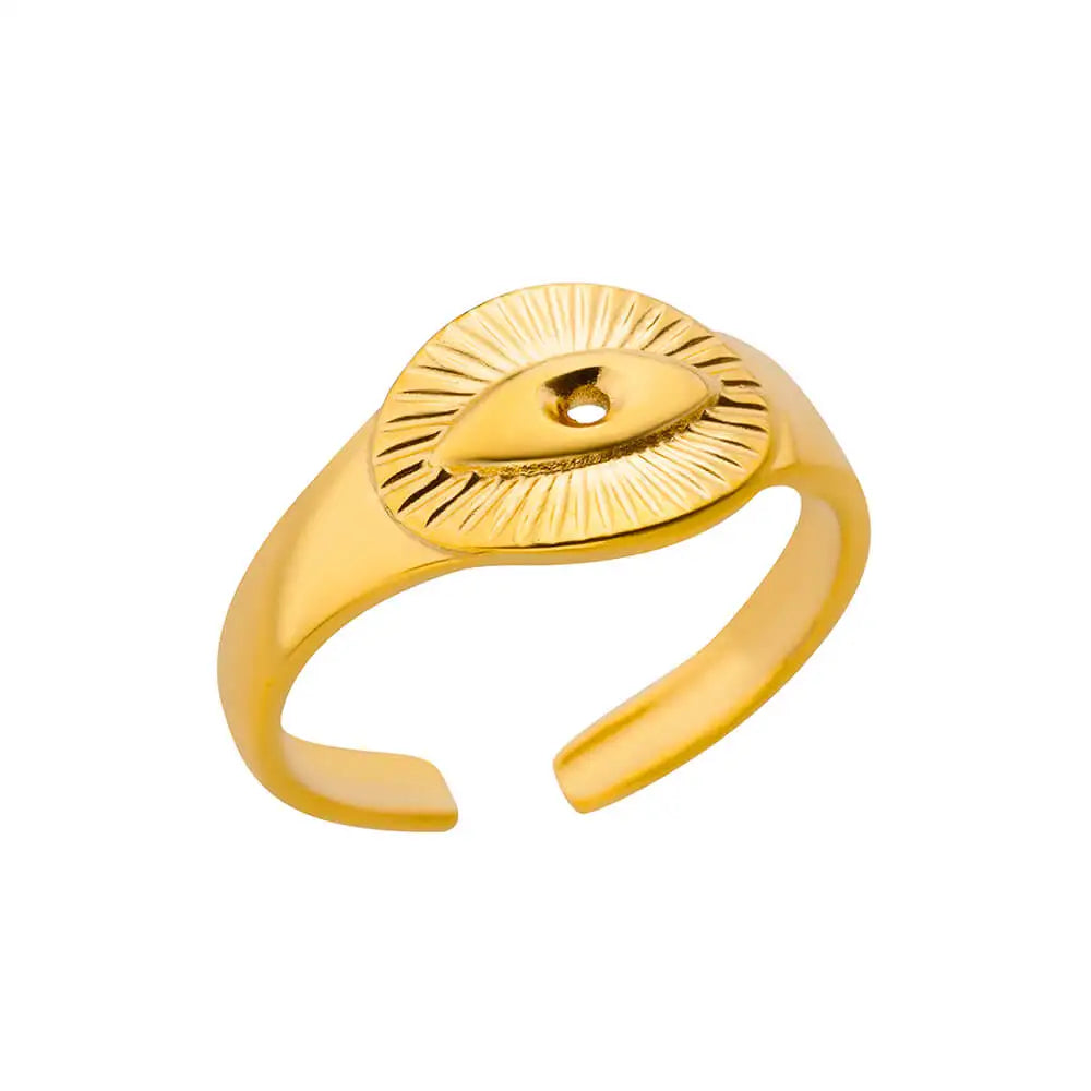 Bague Géométrique Acier Doré Ajustable | MDN Store