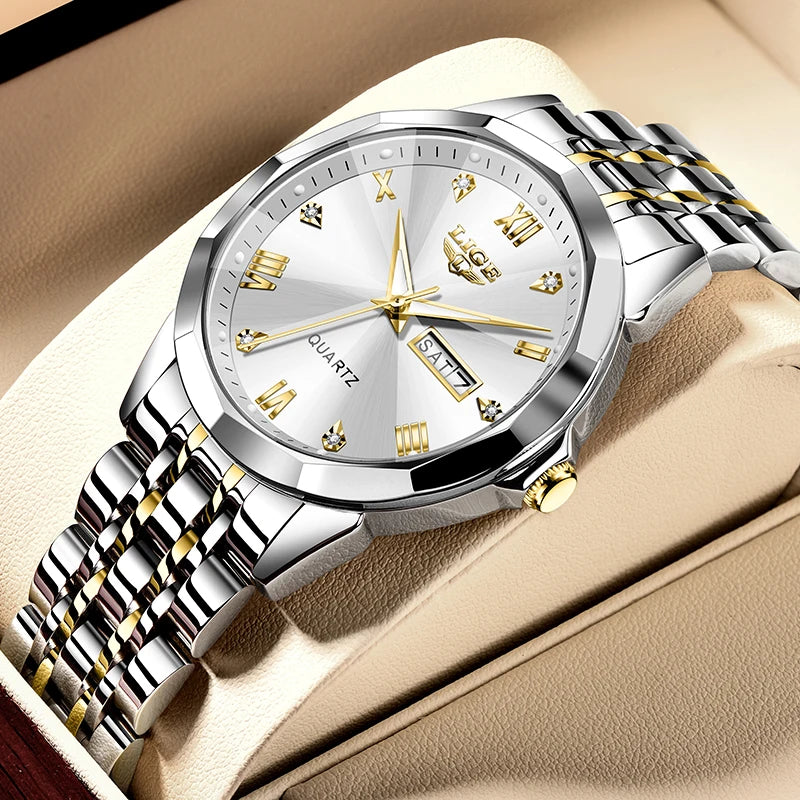 Montre Femme LIGE Luxe Acier Inoxydable - Étanche Lumineuse Date Quartz Cadeau | MDN