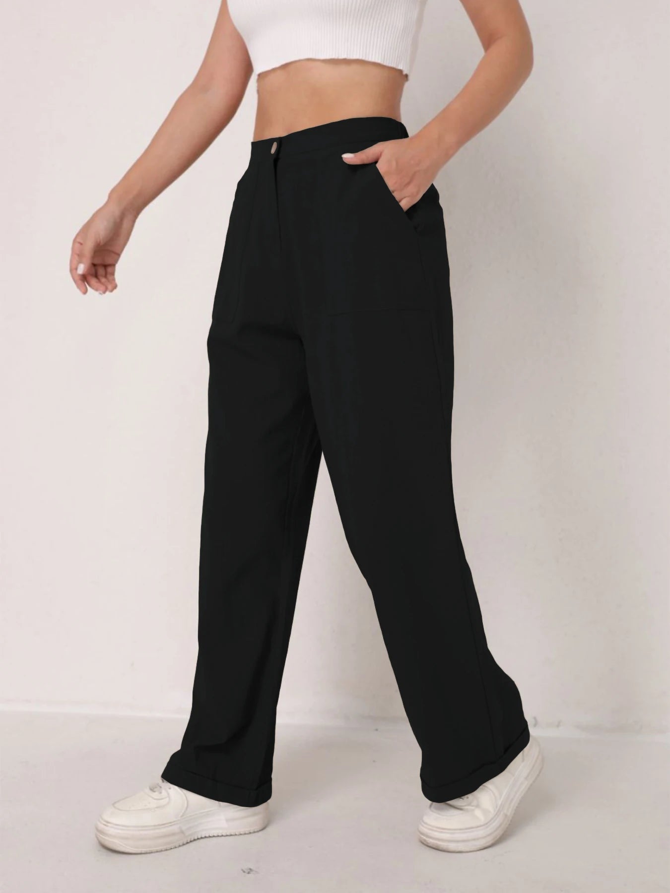 Pantalon Lin Taille Haute Décontracté Femme | MDN Store
