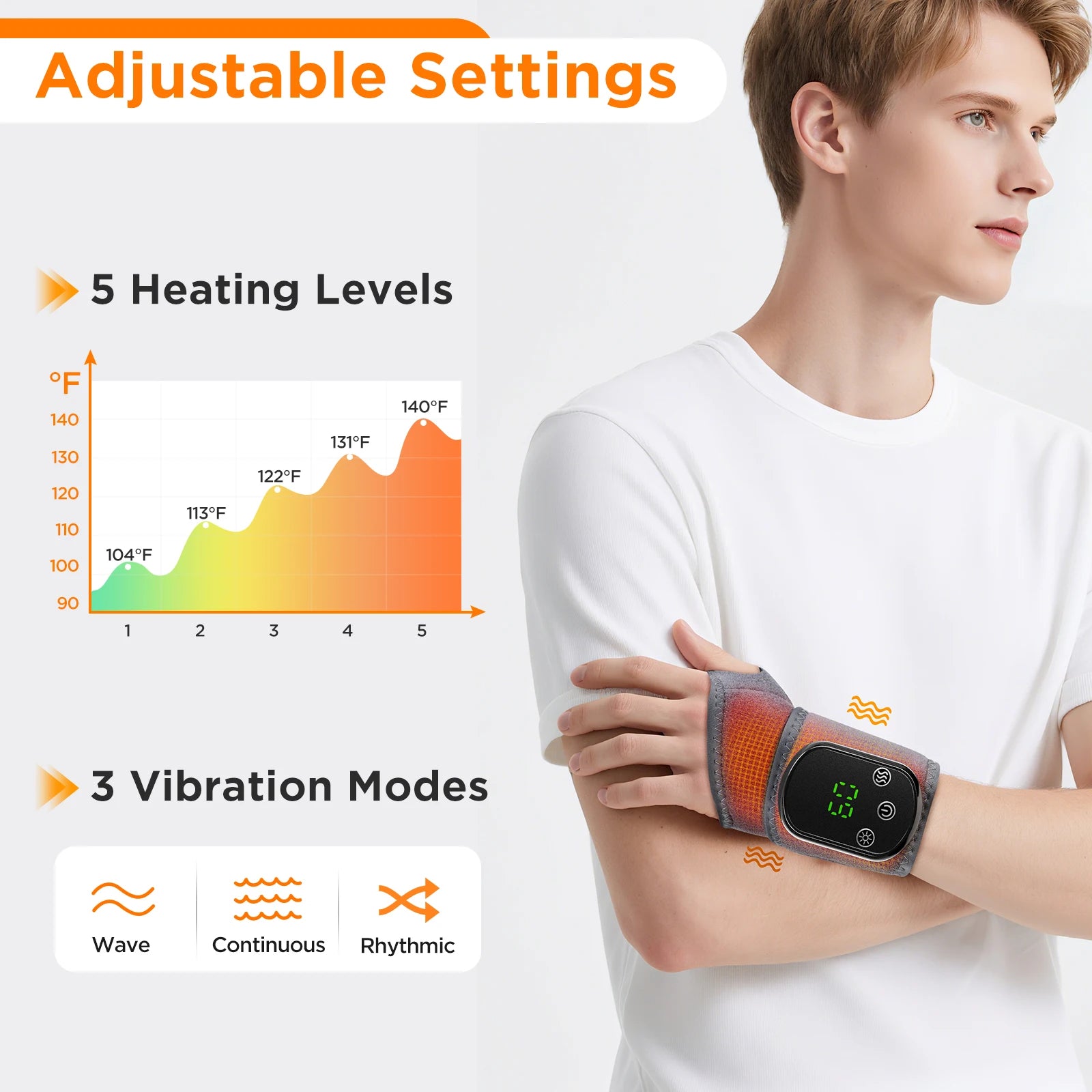 Attelle Poignet Chauffante Electrique Vibration 3 Niveaux Rechargeable | MDN Store 25