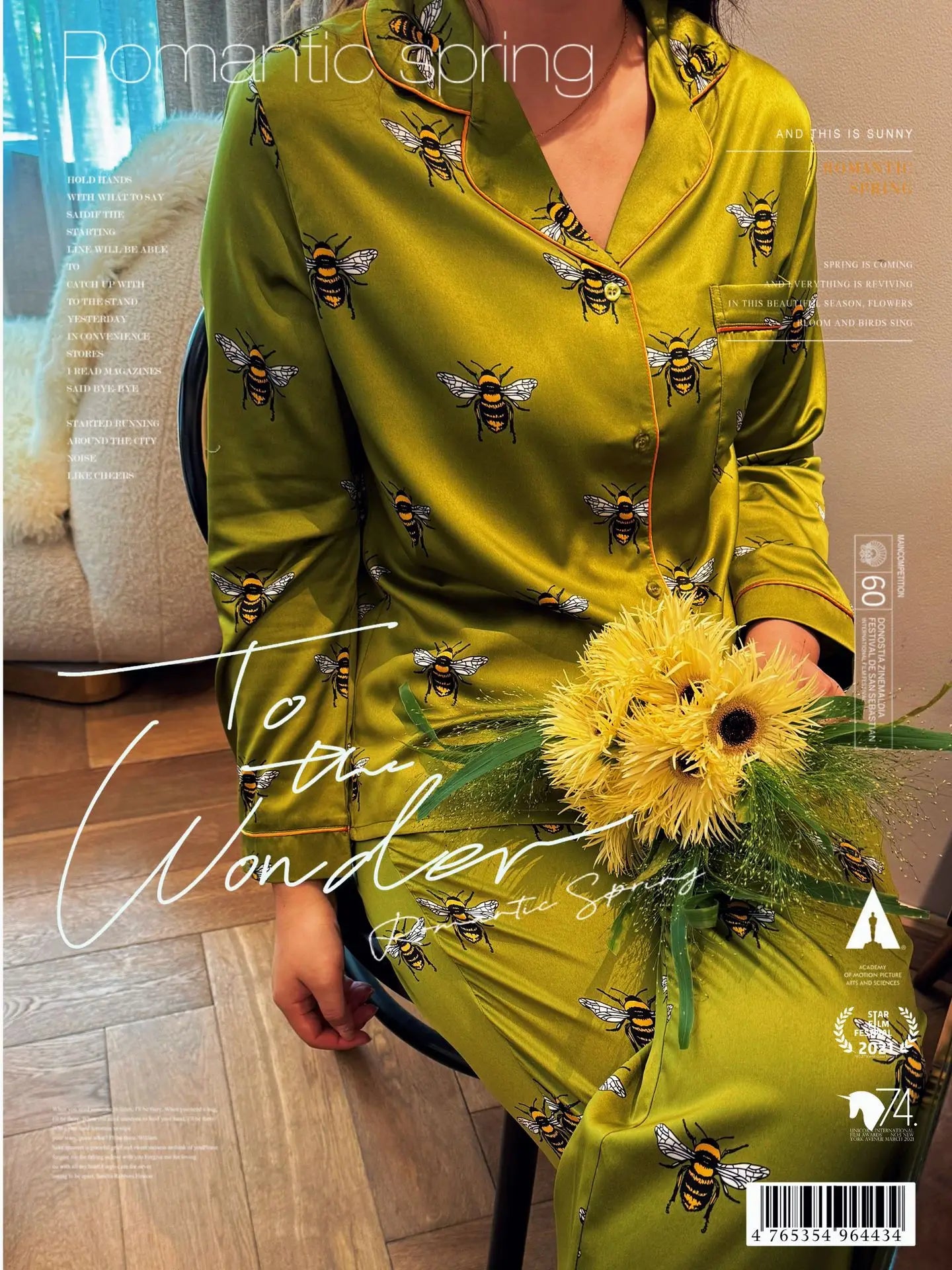 Pyjama Satin Abeilles Vert | MDN Store