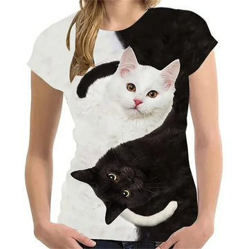 T-Chemise Chat Mystérieux 3D Ample Femme | MDN Store
