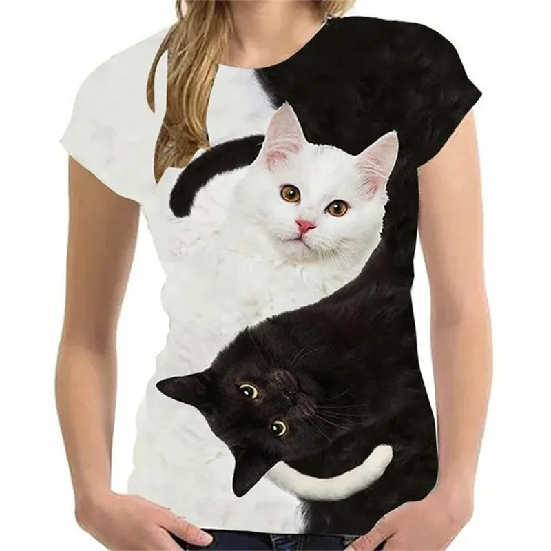 T-Chemise Chat Mystérieux 3D Ample Femme | MDN Store