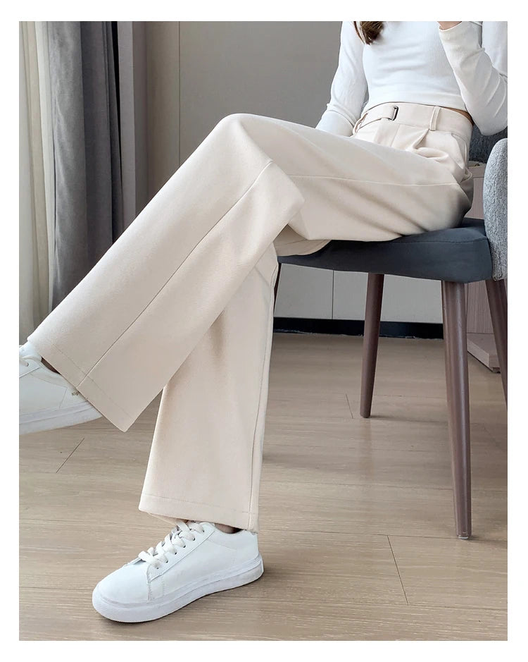 Pantalon Laine Large Femme Boutons Milk Tea | MDN Store