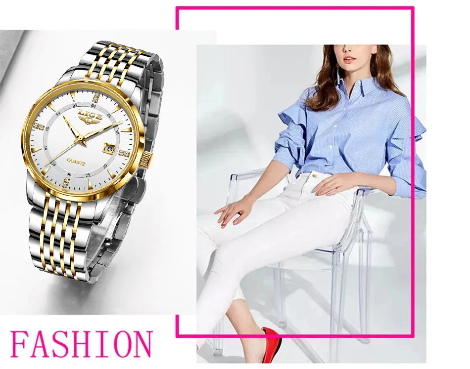 Montre Femme LIGE Acier Inoxydable Étanche | MDN Store