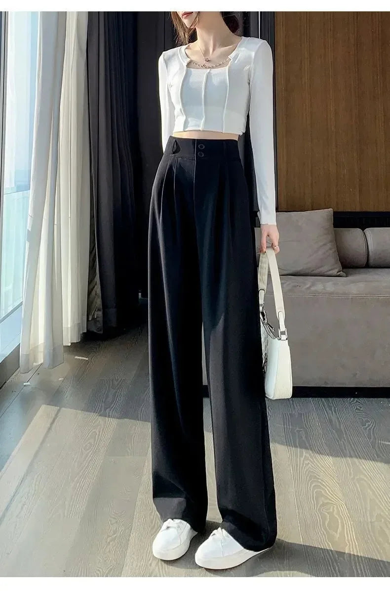 Pantalon Femme Grande Taille Haute Coréen - Baggy Bureau Élégant | MDN Store