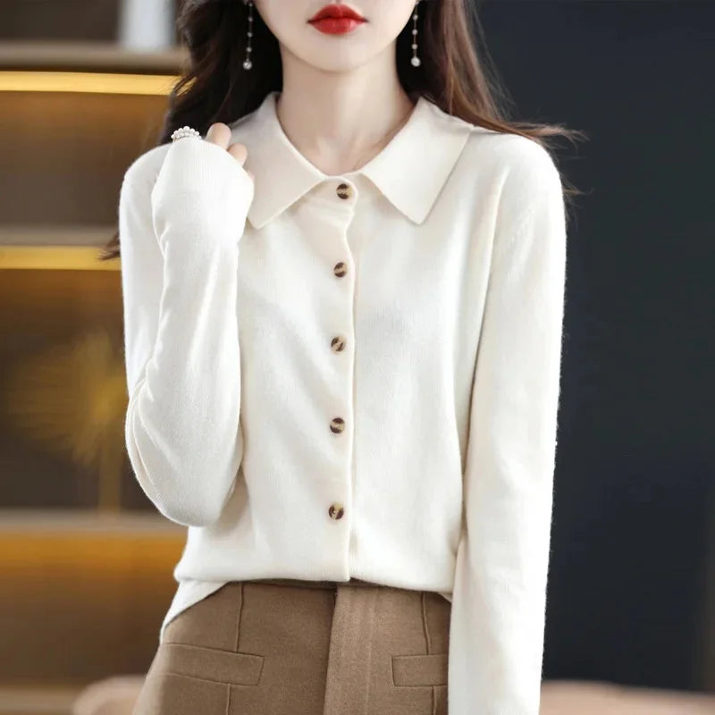 Cardigan Femme Col Polo Loose Fit Tricot Doux 9 Coloris S-XXL | MDN Store