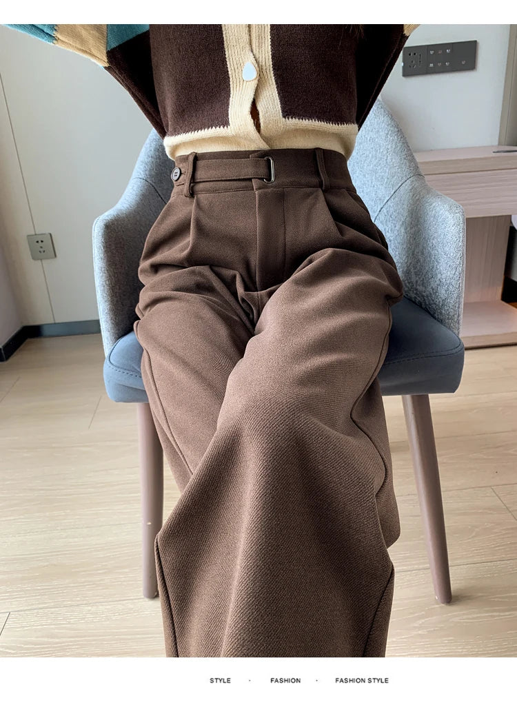 Pantalon Laine Large Femme Boutons Milk Tea | MDN Store