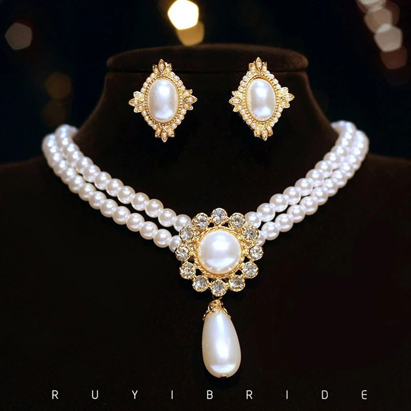Parure Collier Boucles Perles Vintage | MDN Store