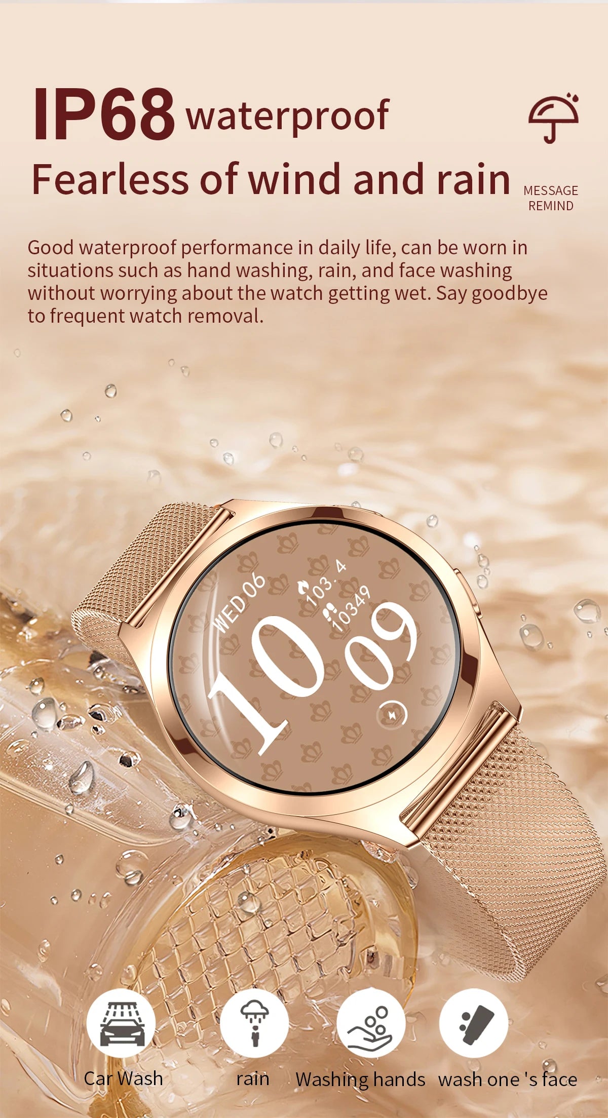 Montre Connectée Femme Luxe 1.27" Boussole IP68 | MDN Store