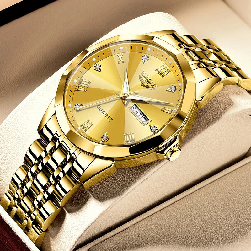 Montre Femme LIGE Luxe Acier Inoxydable - Étanche Lumineuse Date Quartz Cadeau | MDN