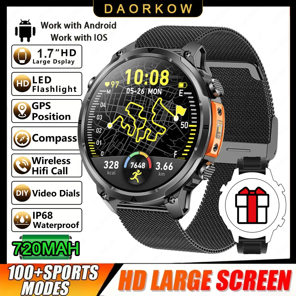 Montre GPS Militaire 1.7" 720mAh Lampe LED IP68 | MDN
