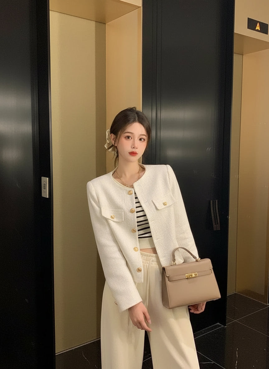 Veste Tweed Courte Élégante | MDN Store