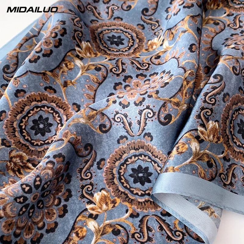Foulard Carré Soie Mûrier 100% Bleu 53x53cm Femme | MDN Store