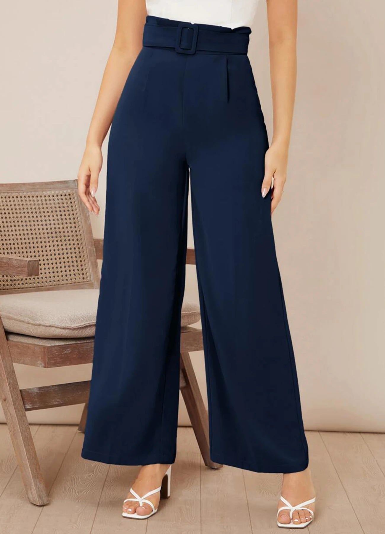 Pantalon Tailleur Femme Large Ceinture | MDN Store