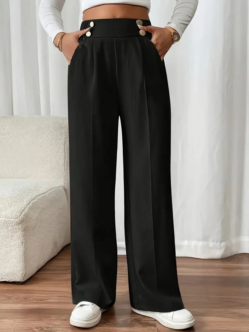Pantalon Femme Large Taille Haute Fluide - Coupe Longue Minimaliste | MDN
