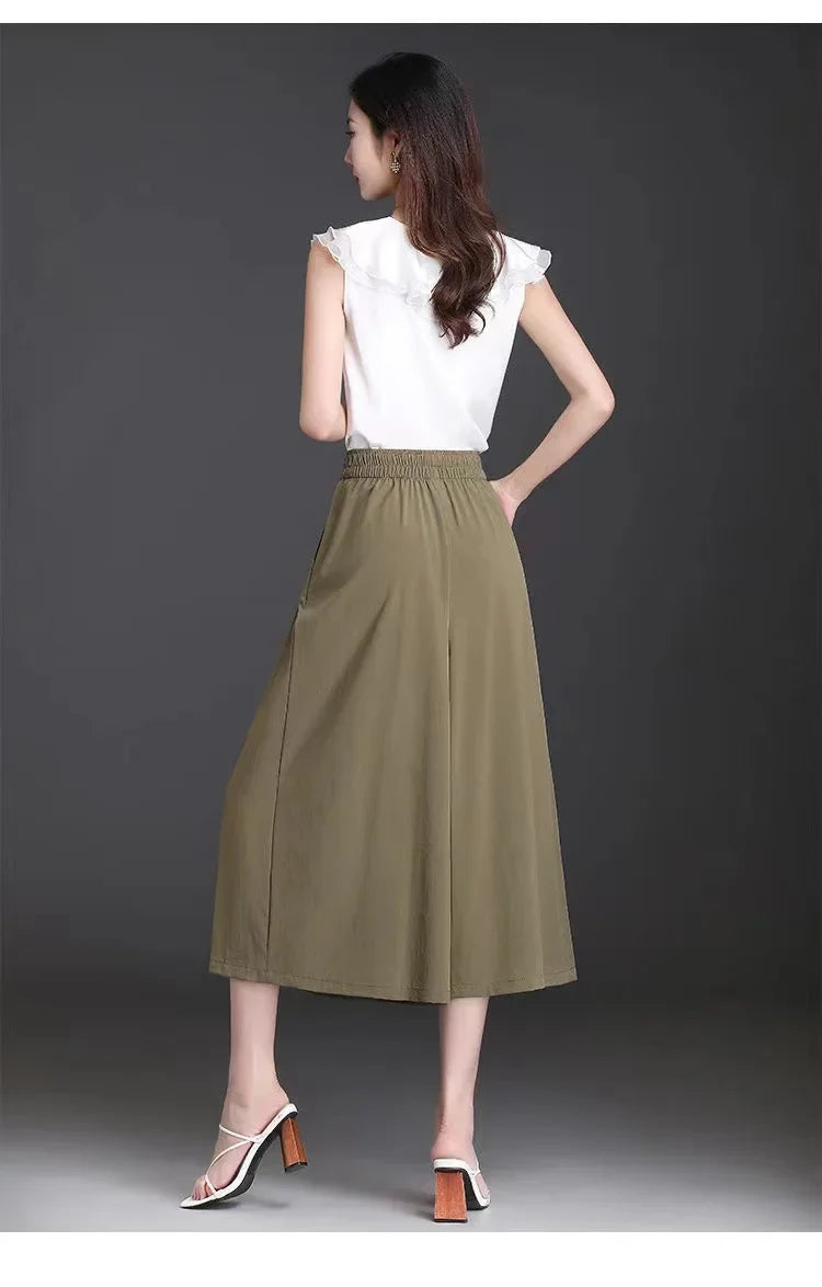 Jupe-Culotte Large Soie Glacée Femme | MDN Store