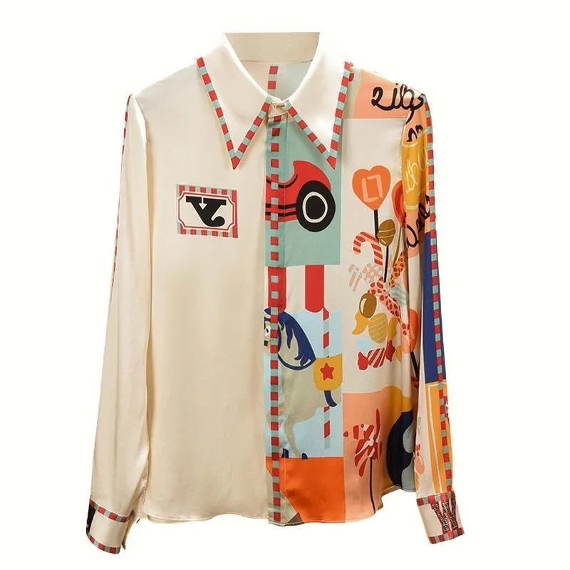 Chemise Chiffon Imprimée Femme Col Revers | MDN