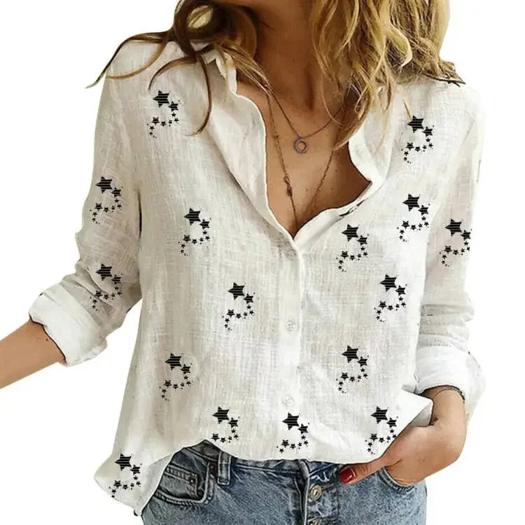 blouse-femme-vintage-coton-lin-manches-longues - MDN Store 25