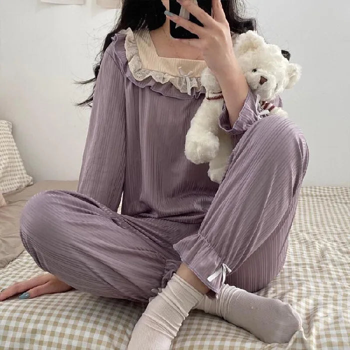 Pyjama Femme Nœud Princesse 2 Pièces Printemps Automne | MDN