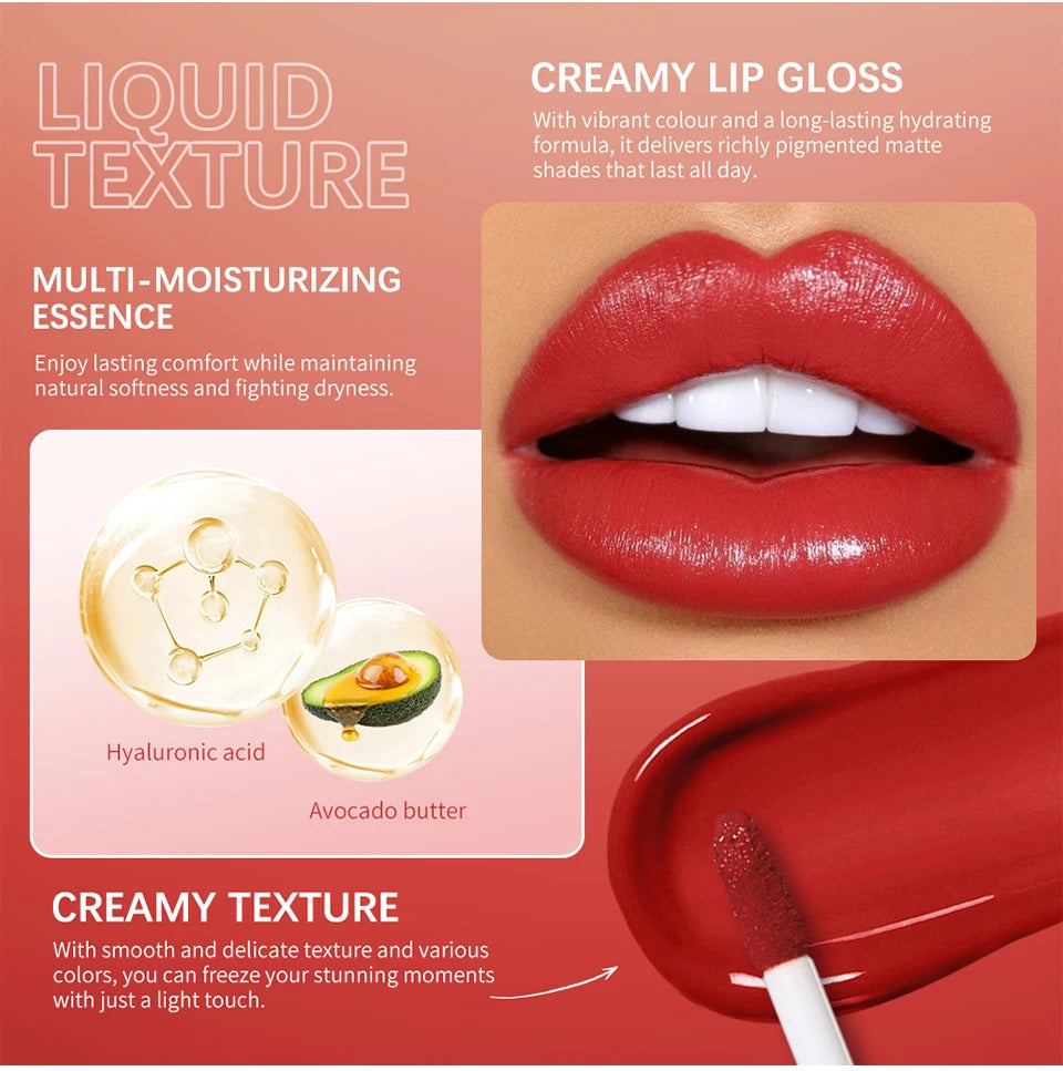 Gloss Lèvres Crémeux Imperméable 8 Couleurs Velours Mat Hydratant | MDN Store