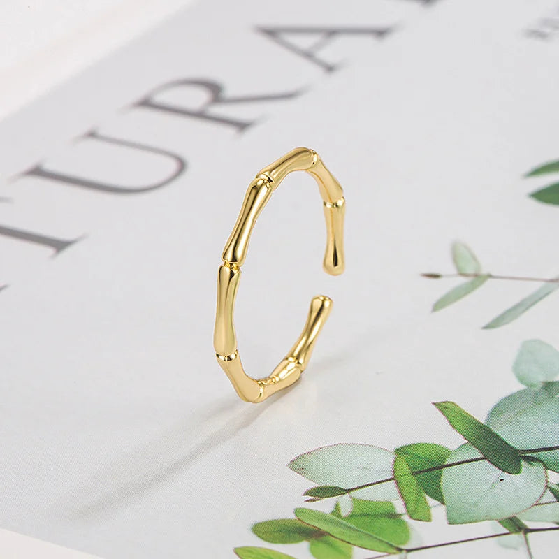 Bague Bambou Minimaliste Ajustable Femme | MDN