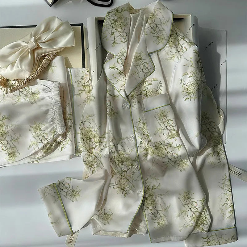 Pyjama Satin Soie Imprimé Mignon | MDN