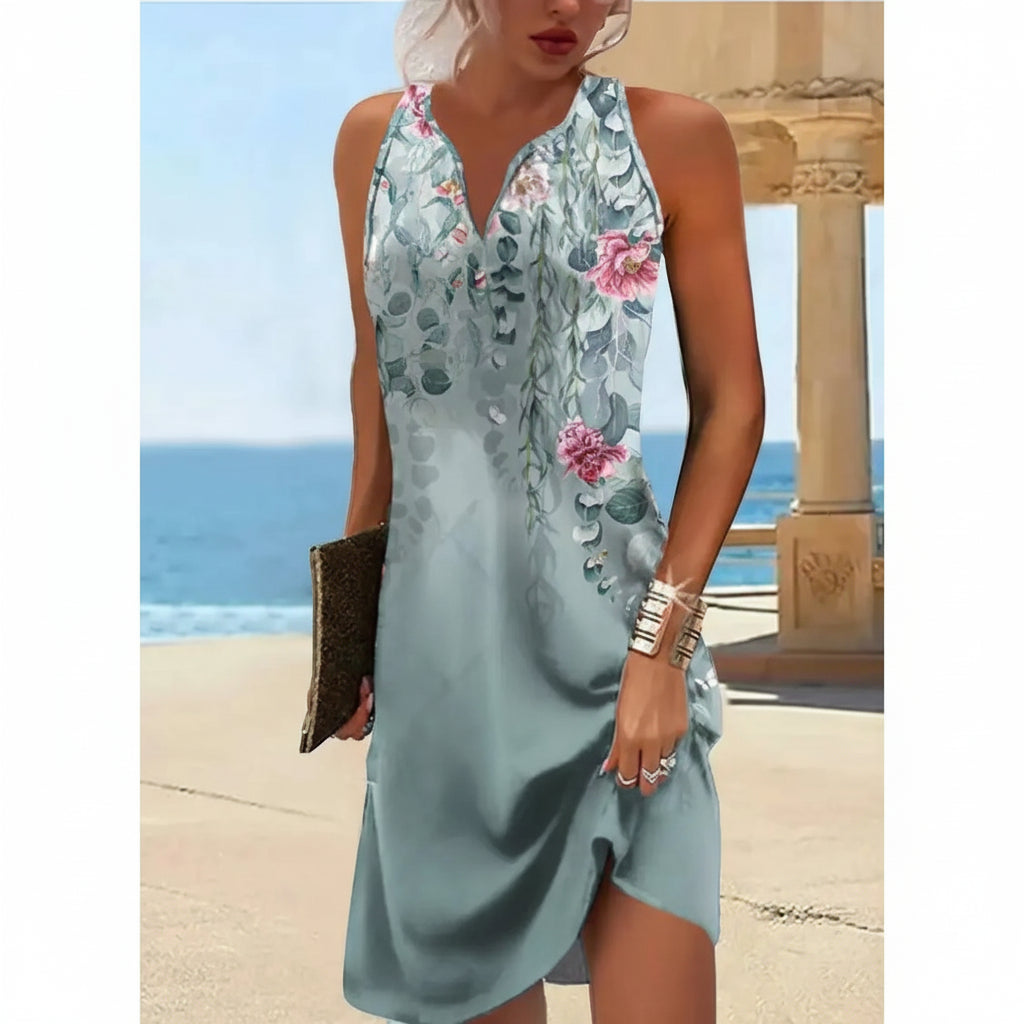 Robe Bohème Col V Sans Manches Femme Vacances | MDN Store