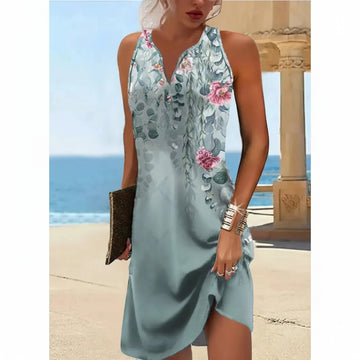 Robe Bohème Col V Sans Manches Femme Vacances | MDN Store