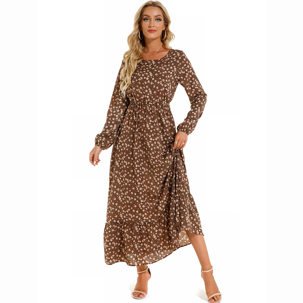 Robe Longue Femme Bohème Fleurie Taille Haute Été | MDN Store