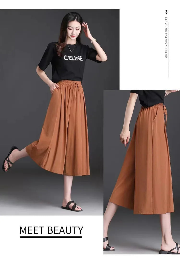 Jupe-Culotte Large Soie Glacée Femme | MDN Store
