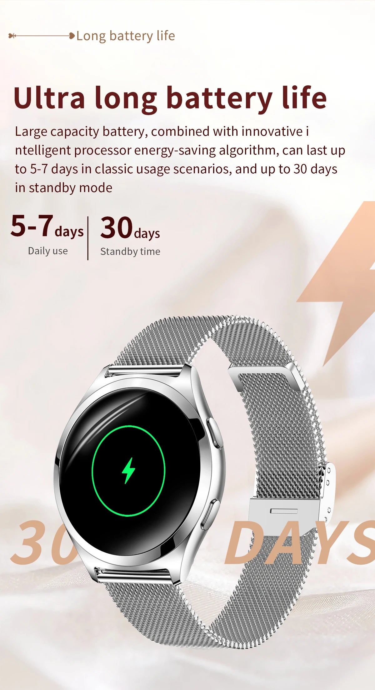 Montre Connectée Femme Luxe 1.27" Boussole IP68 | MDN Store
