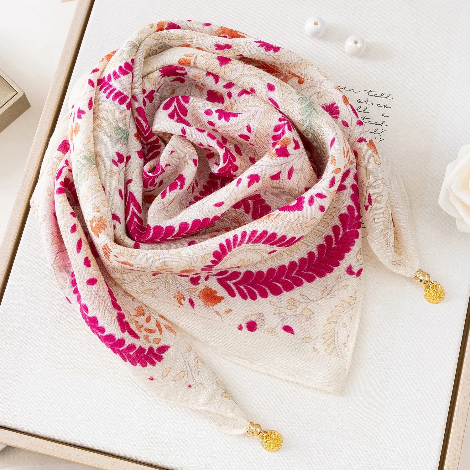 Foulard Soie Boucle Magnétique Rayé Femme | MDN Store