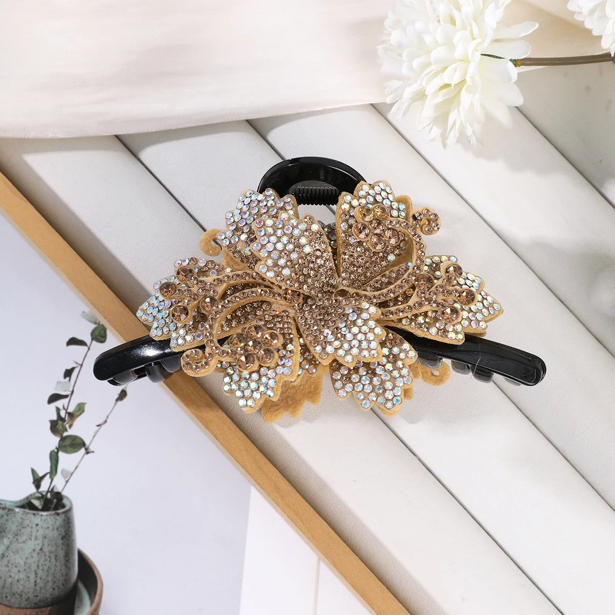 Pince Cheveux Fleur Strass Élégante - Barrette Crabe Mode Femme | MDN Store