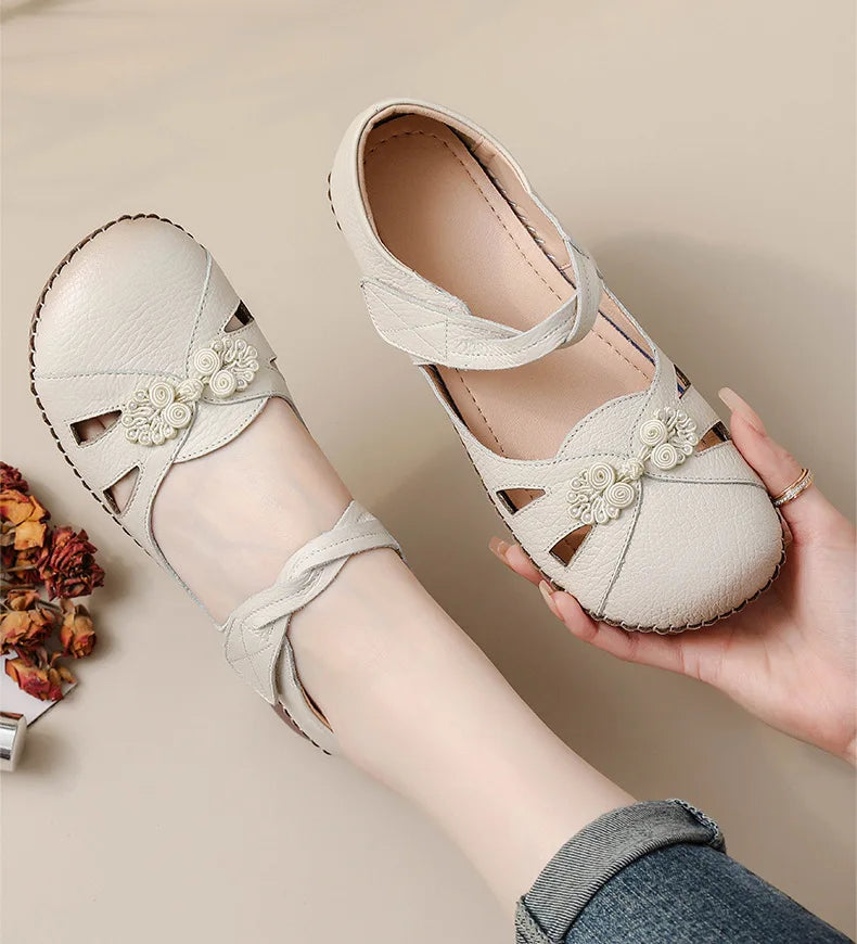 Sandales Cuir Plates Bout Fermé Lorilury | MDN Store
