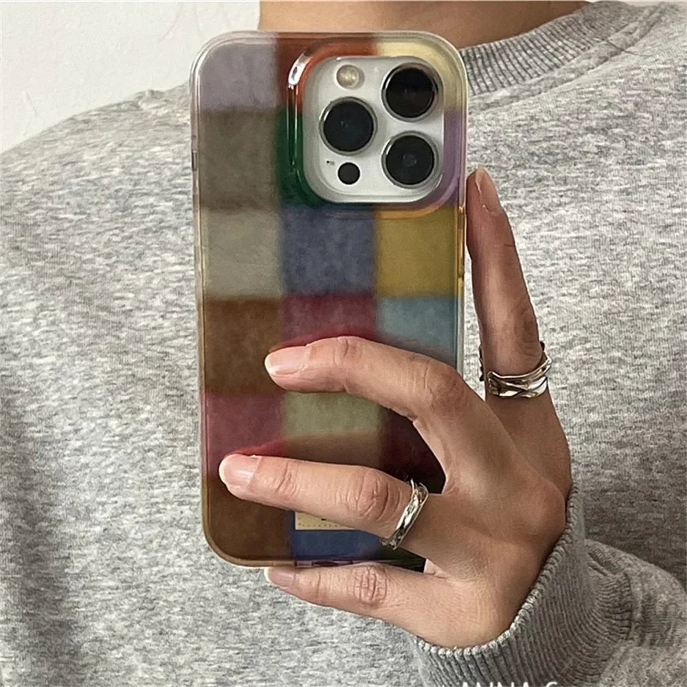 Coque iPhone Dopamine Carreaux Colorés Mate - 16 15 14 13 12 | MDN Store