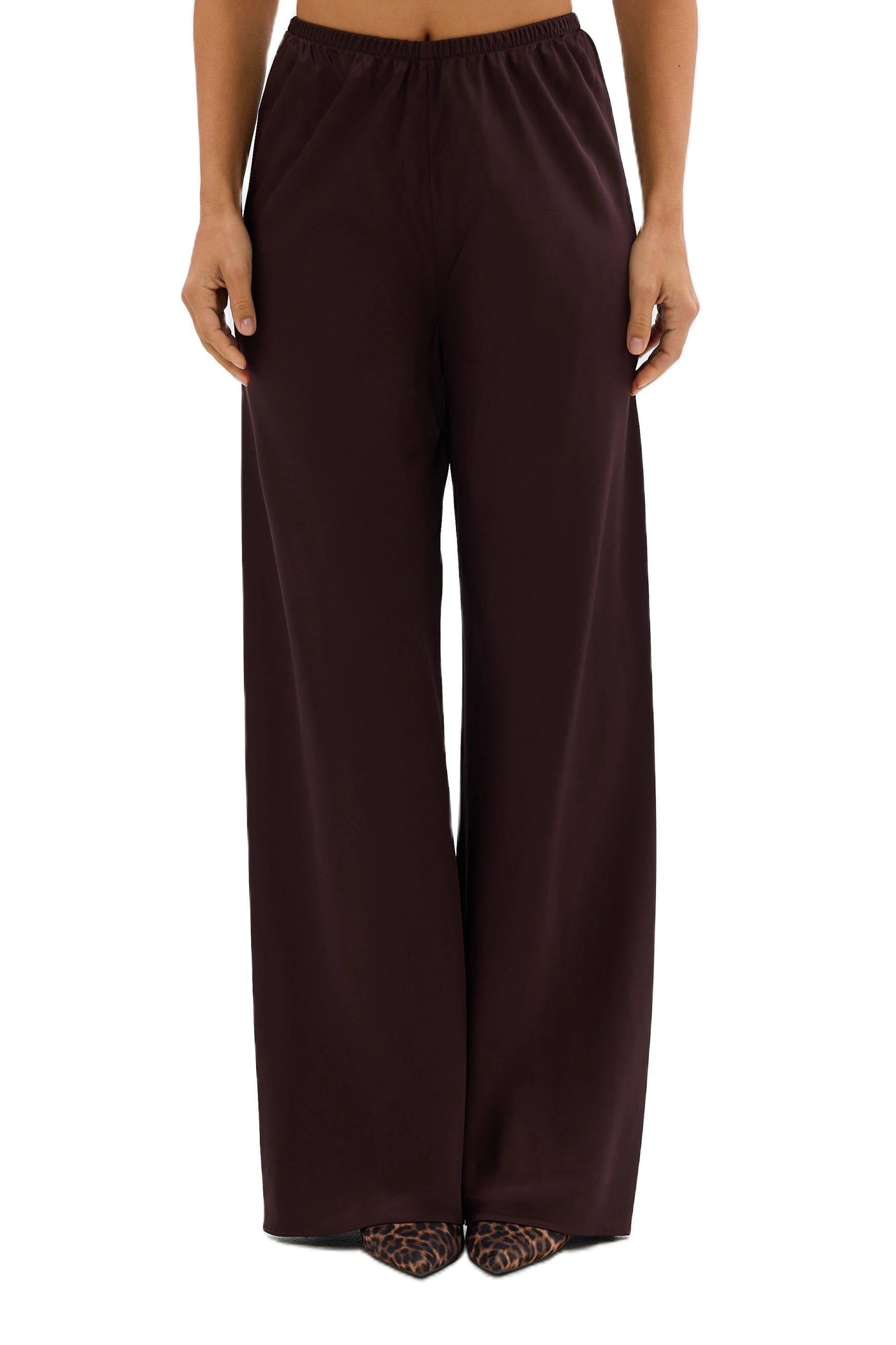 Pantalon Large Satin Taille Haute Femme | MDN Store
