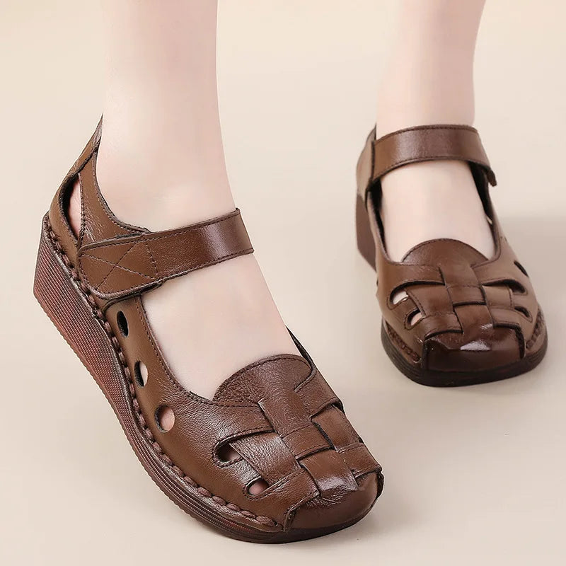Sandales Cuir Plates Bout Fermé Lorilury | MDN Store