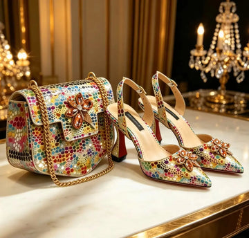 Escarpins Dorés Strass Bout Pointu Femme Soirée Banquet | MDN Store 25