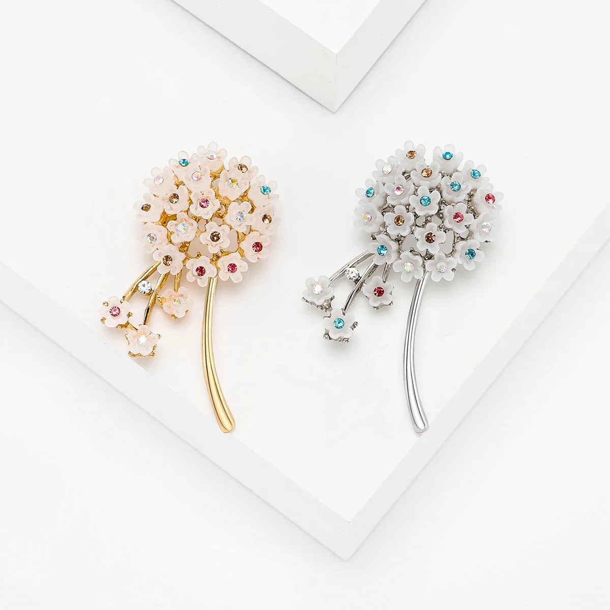 Broche Pissenlit Strass 2 Couleurs Pin Fleur Fête | MDN