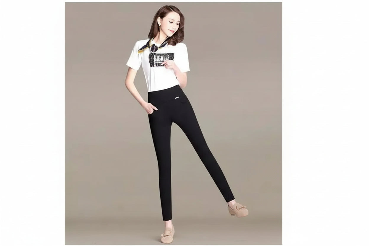 Pantalon Jambes Larges Taille Haute Noir | MDN Store