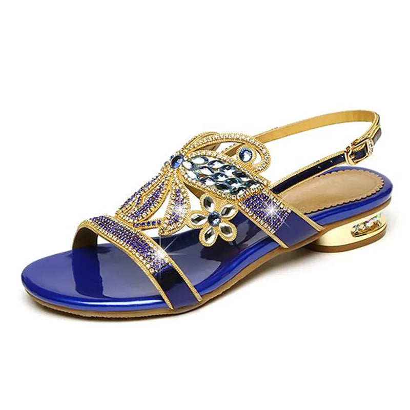 Sandales Compensées Cuir Strass Femme YAERNI | MDN Store
