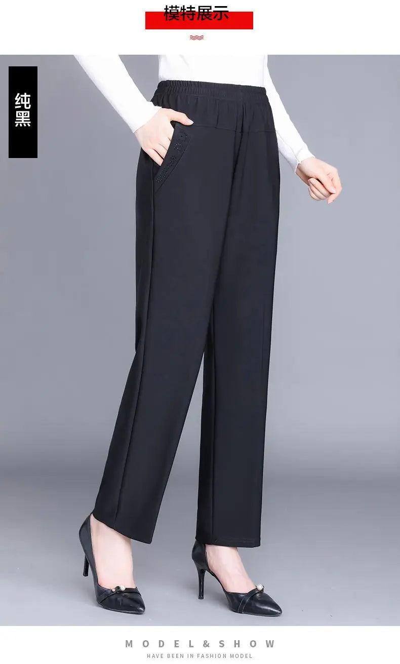 Pantalon Femme Carreaux Taille Élastique - Longueur Cheville Automne Hiver | MDN