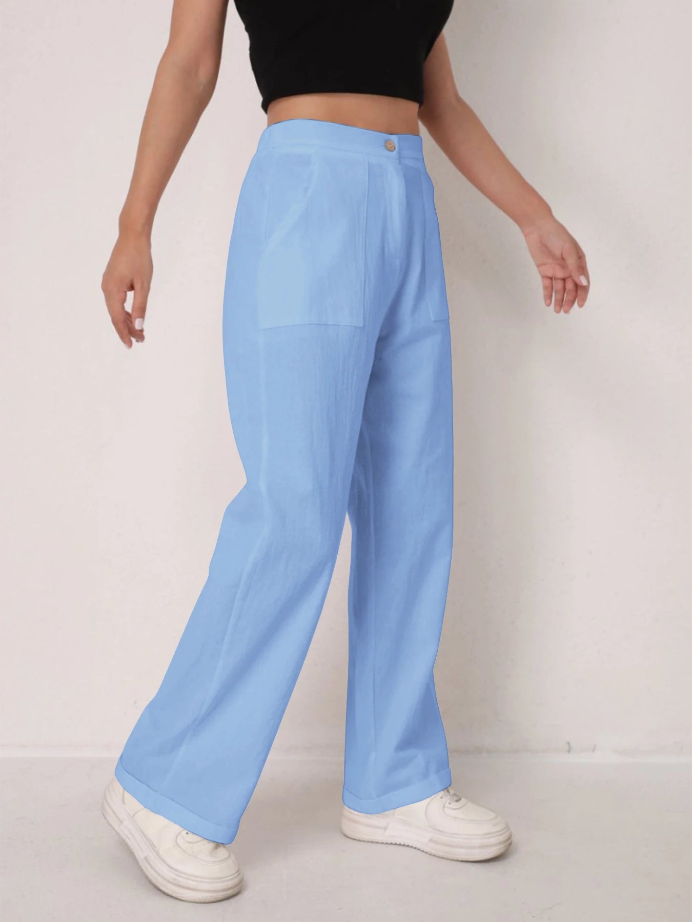 Pantalon Lin Taille Haute Décontracté Femme | MDN Store