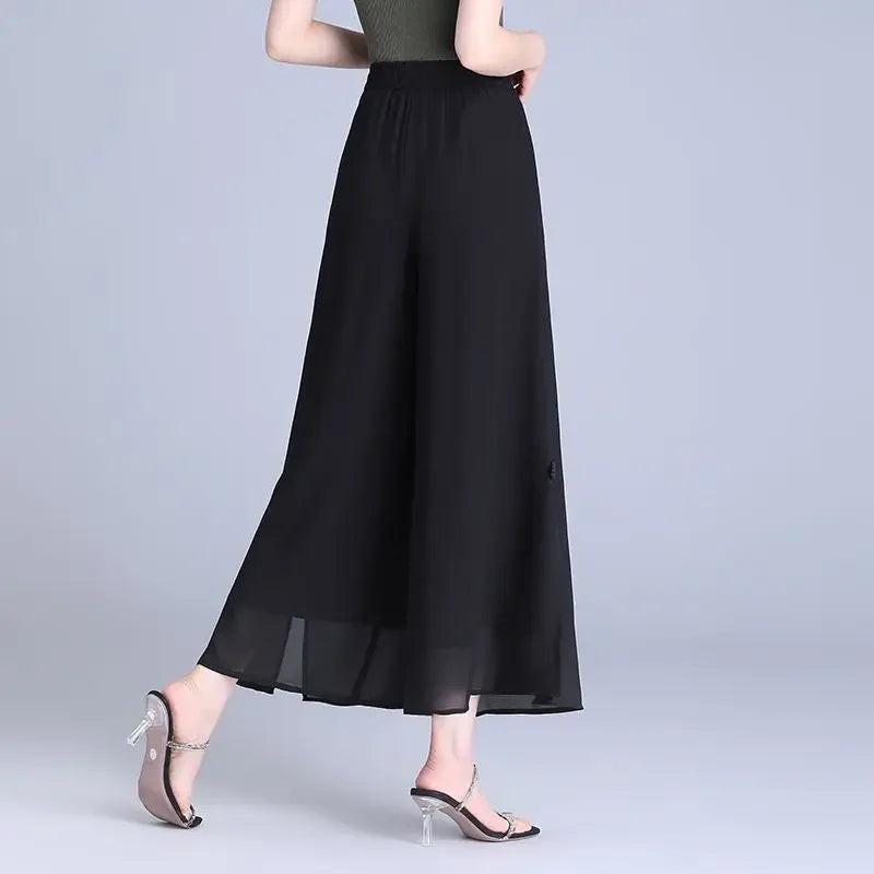 Pantalon Grande Femme Mousseline 7/8 Noir | MDN Store