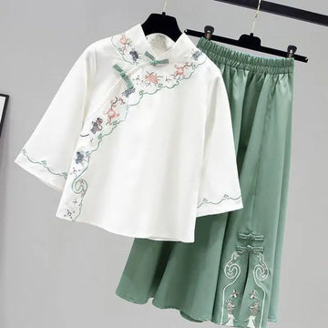 Ensemble Hanfu Chinois Brodé Papillon 2 Pièces | MDN Store